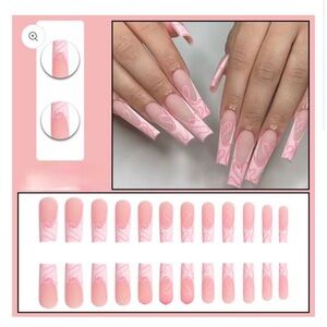 Trendy Pink Swirl Nail Set